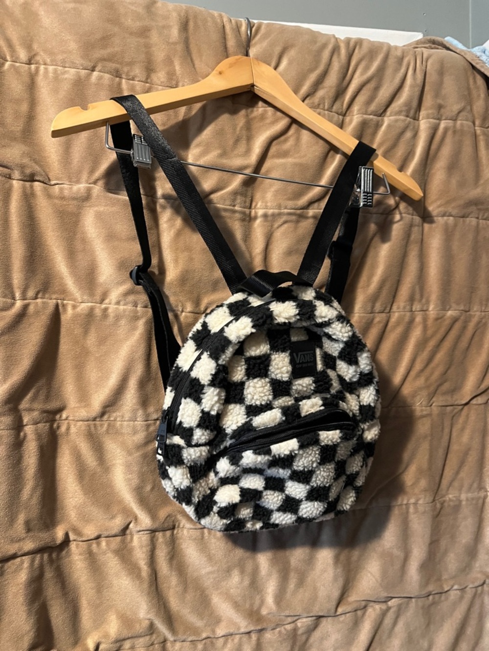 Vans Black & White Checker Sherpa Mini Backpack